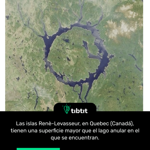 Las islas Renè-Levasseur, en Quebec (Canadá), tienen una superficie mayor que el lago anular en el que se encuentran.