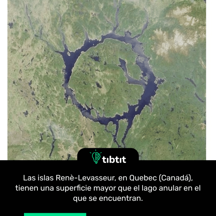 Las islas Renè-Levasseur, en Quebec (Canadá), tienen una superficie mayor que el lago anular en el que se encuentran.