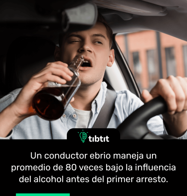 Un conductor ebrio maneja un promedio de 80 veces bajo la influencia del alcohol antes del primer arresto.