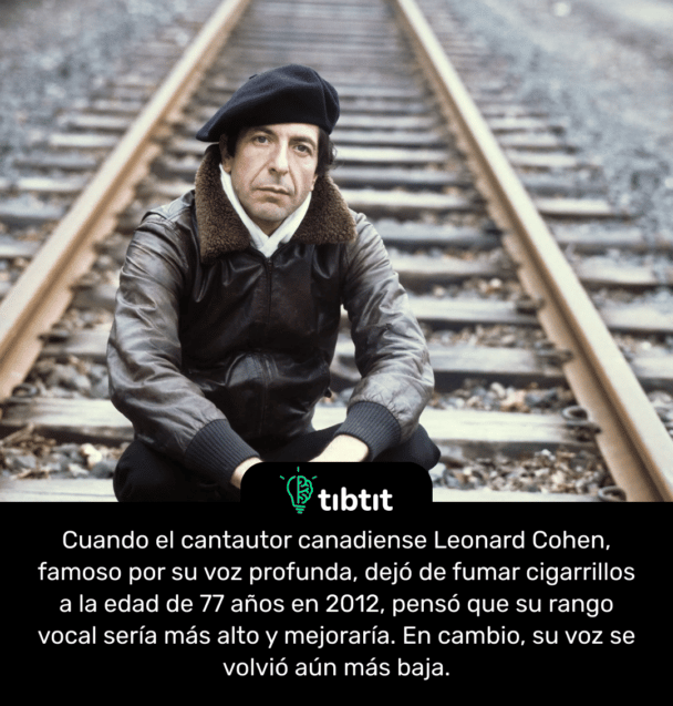 Cuando el cantautor canadiense Leonard Cohen, famoso por su voz profunda, dejó de fumar cigarrillos a la edad de 77 años en 2012, pensó que su rango vocal sería más alto y mejoraría. En cambio, su voz se volvió aún más baja.