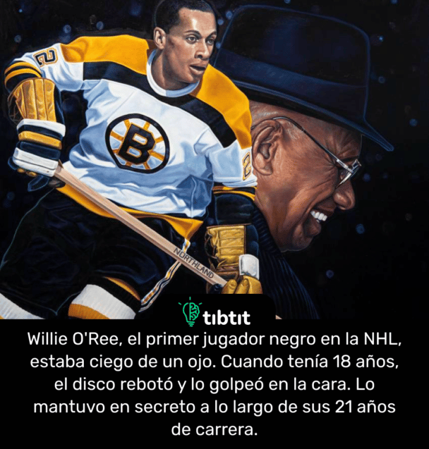 Willie O'Ree, el primer jugador negro en la NHL, estaba ciego de un ojo. Cuando tenía 18 años, el disco rebotó y lo golpeó en la cara. Lo mantuvo en secreto a lo largo de sus 21 años de carrera.