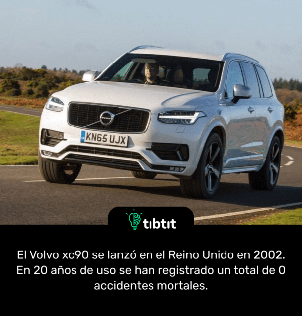El Volvo xc90 se lanzó en el Reino Unido en 2002. En 20 años de uso se han registrado un total de 0 accidentes mortales.