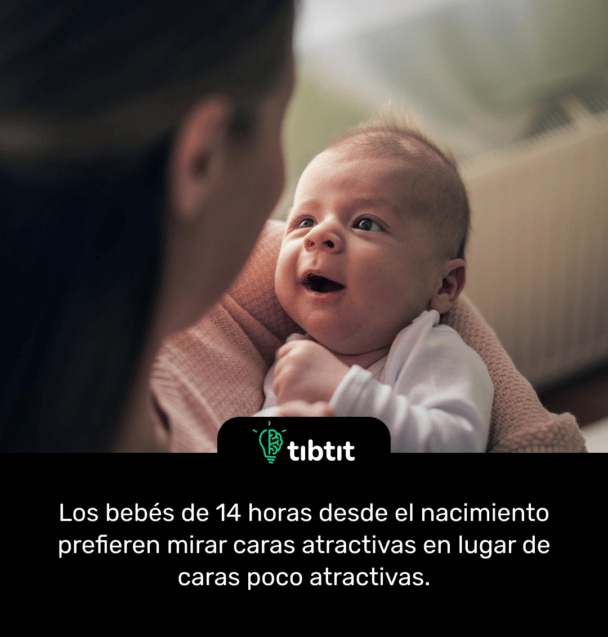 Los bebés de 14 horas desde el nacimiento prefieren mirar caras atractivas en lugar de caras poco atractivas.