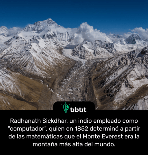 Radhanath Sickdhar, un indio empleado como "computador", quien en 1852 determinó a partir de las matemáticas que el Monte Everest era la montaña más alta del mundo.