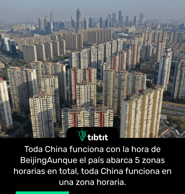 Toda China funciona con la hora de Beijing Aunque el país abarca 5 zonas horarias en total, toda China funciona en una zona horaria.