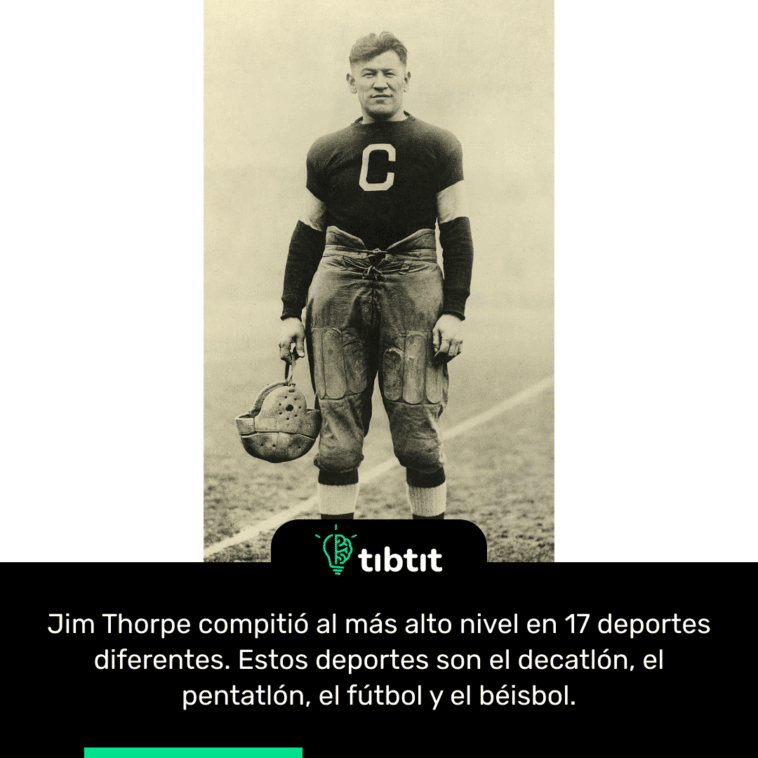Jim Thorpe compitió al más alto nivel en 17 deportes diferentes. Estos deportes son el decatlón, el pentatlón, el fútbol y el béisbol.