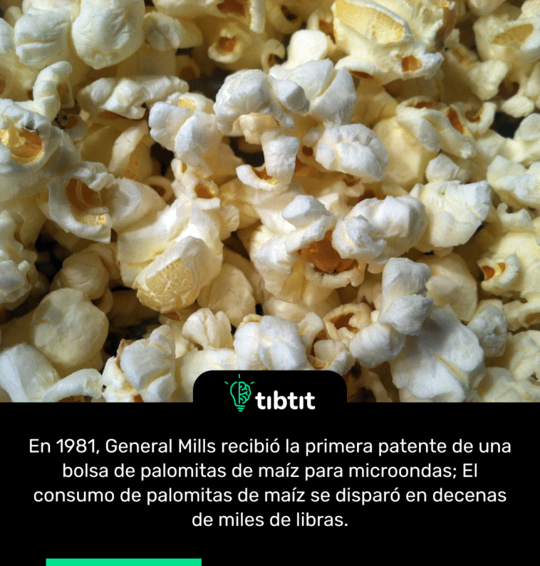 En 1981, General Mills recibió la primera patente de una bolsa de palomitas de maíz para microondas; El consumo de palomitas de maíz se disparó en decenas de miles de libras.