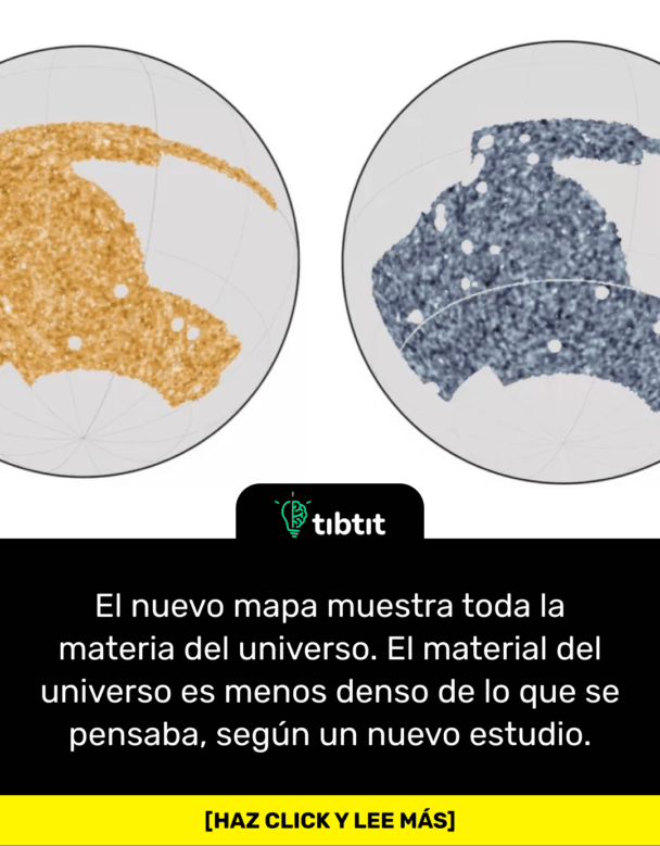 El nuevo mapa muestra toda la materia del universo. El material del universo es menos denso de lo que se pensaba, según un nuevo estudio.