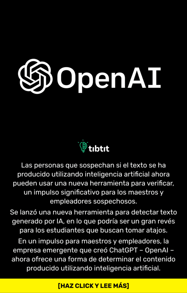 Las personas que sospechan si el texto se ha producido utilizando inteligencia artificial ahora pueden usar una nueva herramienta para verificar, un impulso significativo para los maestros y empleadores sospechosos. Se lanzó una nueva herramienta para detectar texto generado por IA, en lo que podría ser un gran revés para los estudiantes que buscan tomar atajos. En un impulso para maestros y empleadores, la empresa emergente que creó ChatGPT - OpenAI - ahora ofrece una forma de determinar el contenido producido utilizando inteligencia artificial.