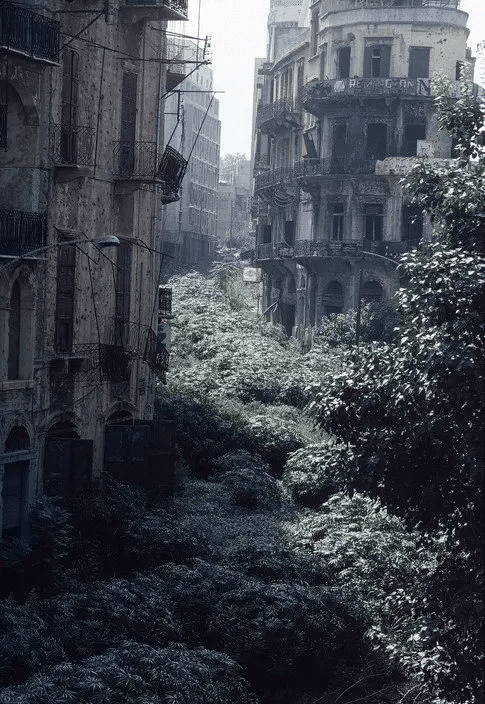 Zona de demarcación de la Línea Verde, Beirut, Líbano 1982.