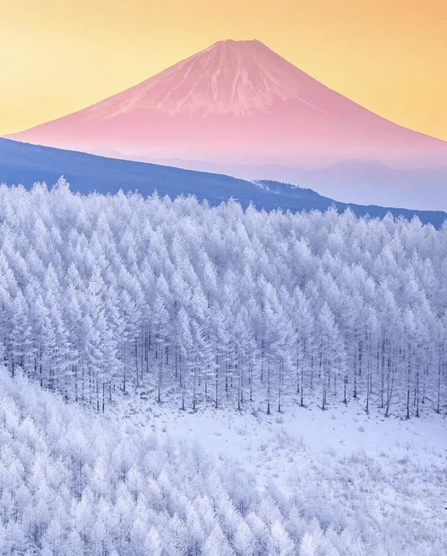 Monte Fiji a la luz de la mañana de invierno