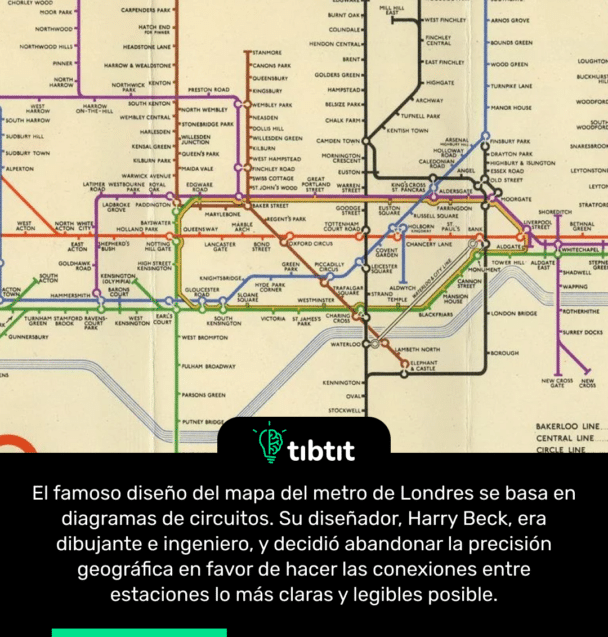 El famoso diseño del mapa del metro de Londres se basa en diagramas de circuitos. Su diseñador, Harry Beck, era dibujante e ingeniero, y decidió abandonar la precisión geográfica en favor de hacer las conexiones entre estaciones lo más claras y legibles posible.