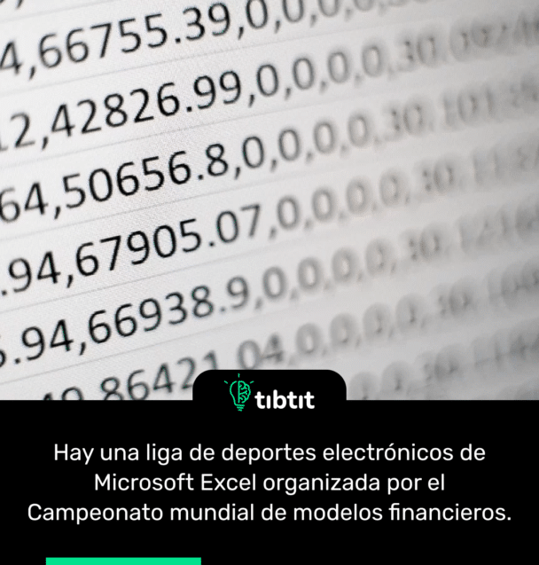 Hay una liga de deportes electrónicos de Microsoft Excel organizada por el Campeonato mundial de modelos financieros.
