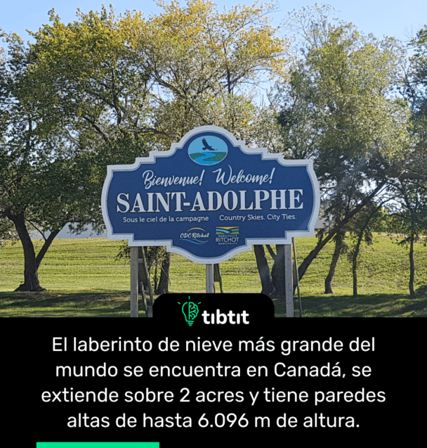 El laberinto de nieve más grande del mundo se encuentra en Canadá, se extiende sobre 2 acres y tiene paredes altas de hasta 6.096 m de altura.