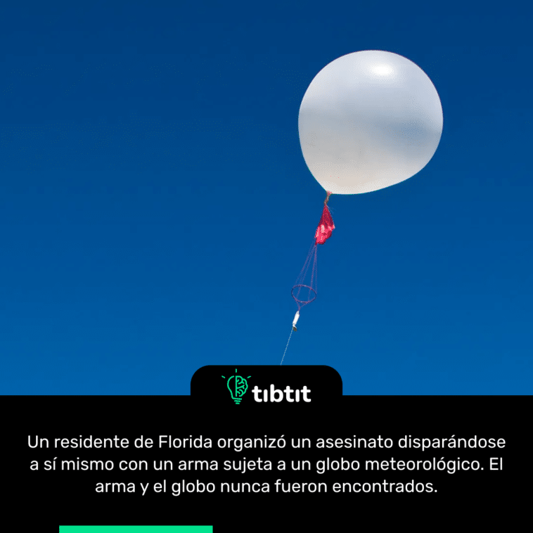 Un residente de Florida organizó un asesinato disparándose a sí mismo con un arma sujeta a un globo meteorológico. El arma y el globo nunca fueron encontrados.