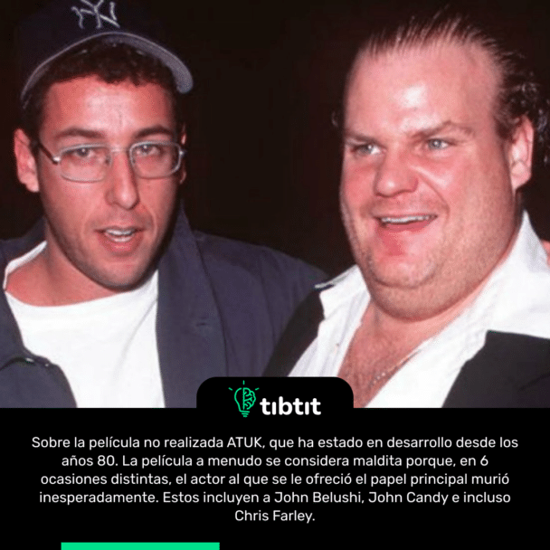Sobre la película no realizada ATUK, que ha estado en desarrollo desde los años 80. La película a menudo se considera maldita porque, en 6 ocasiones distintas, el actor al que se le ofreció el papel principal murió inesperadamente. Estos incluyen a John Belushi, John Candy e incluso Chris Farley.
