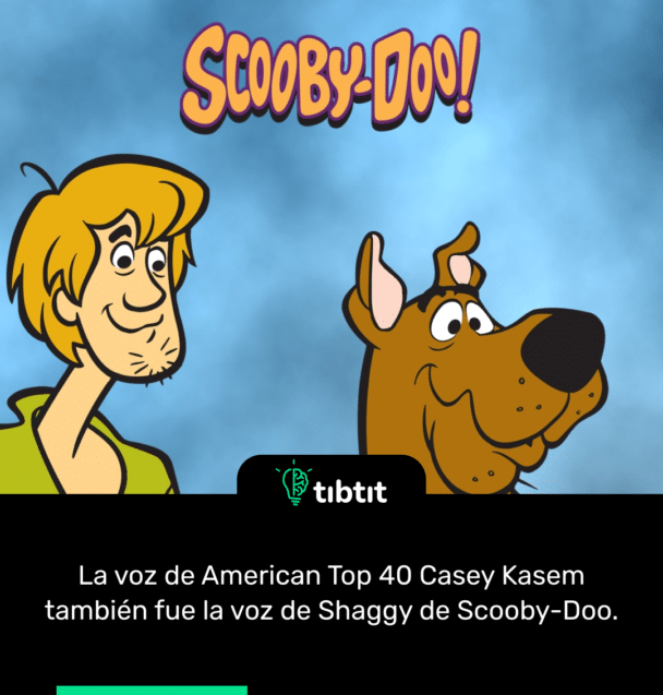 La voz de American Top 40 Casey Kasem también fue la voz de Shaggy de Scooby-Doo.