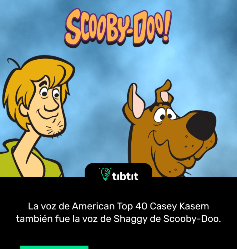 La voz de American Top 40 Casey Kasem también fue la voz de Shaggy de Scooby-Doo.