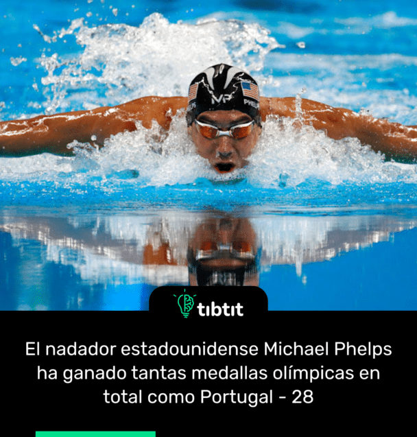 El nadador estadounidense Michael Phelps ha ganado tantas medallas olímpicas en total como Portugal - 28