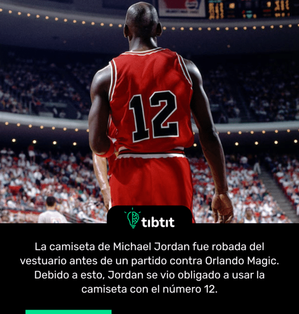 La camiseta de Michael Jordan fue robada del vestuario antes de un partido contra Orlando Magic. Debido a esto, Jordan se vio obligado a usar la camiseta con el número 12.