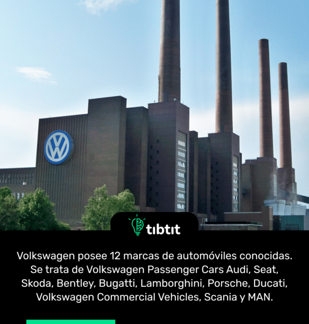 Volkswagen posee 12 marcas de automóviles conocidas. Se trata de Volkswagen Passenger Cars Audi, Seat, Skoda, Bentley, Bugatti, Lamborghini, Porsche, Ducati, Volkswagen Commercial Vehicles, Scania y MAN.