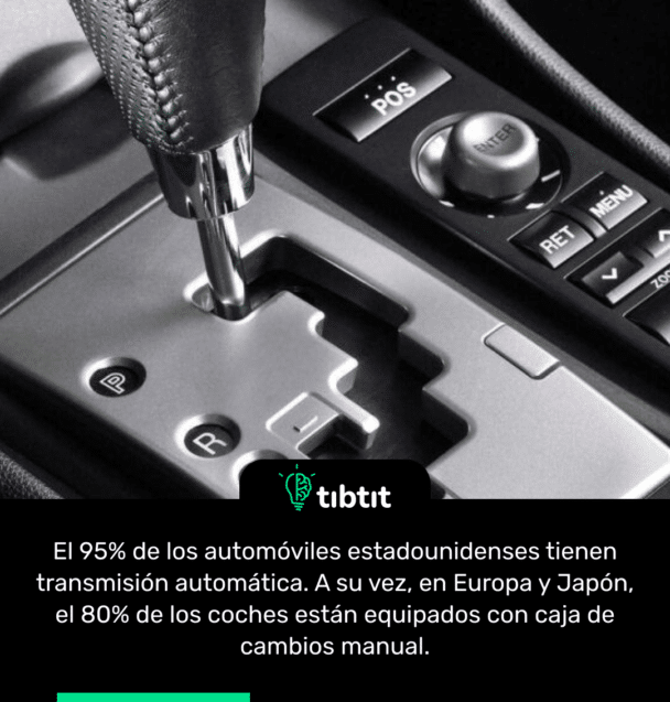 El 95% de los automóviles estadounidenses tienen transmisión automática. A su vez, en Europa y Japón, el 80% de los coches están equipados con caja de cambios manual.