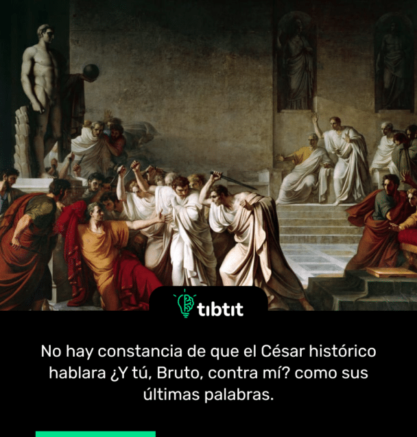 No hay constancia de que el César histórico hablara ¿Y tú, Bruto, contra mí? como sus últimas palabras.