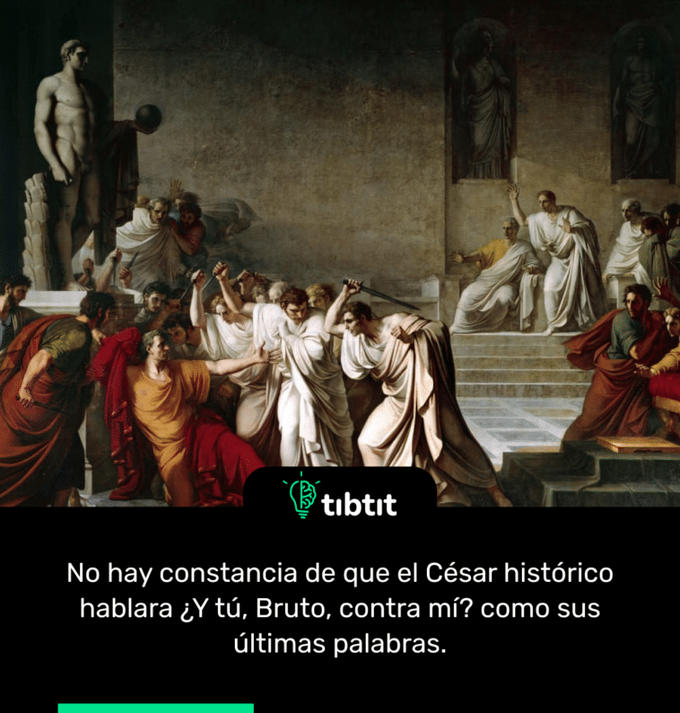 No hay constancia de que el César histórico hablara ¿Y tú, Bruto, contra mí? como sus últimas palabras.