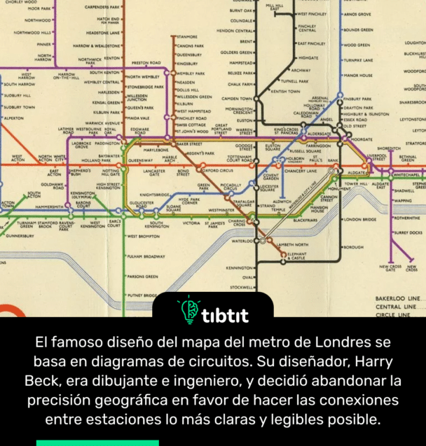 El famoso diseño del mapa del metro de Londres se basa en diagramas de circuitos. Su diseñador, Harry Beck, era dibujante e ingeniero, y decidió abandonar la precisión geográfica en favor de hacer las conexiones entre estaciones lo más claras y legibles posible.