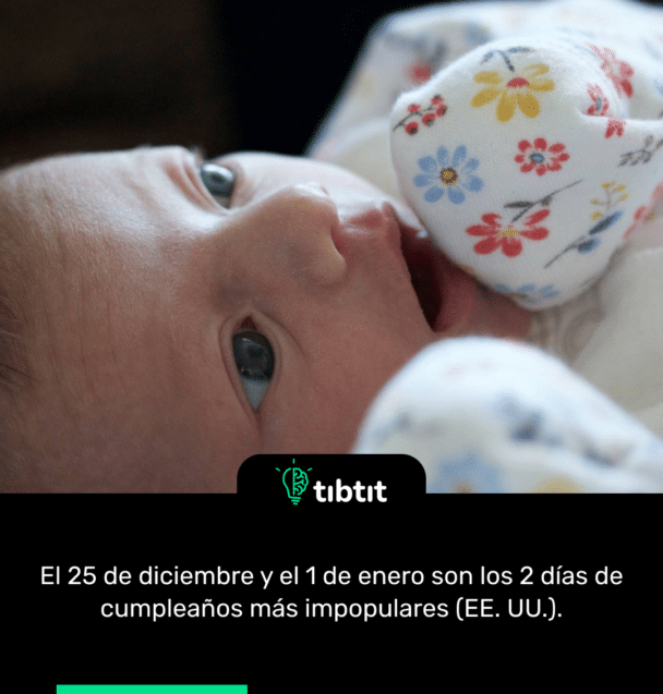 El 25 de diciembre y el 1 de enero son los 2 días de cumpleaños más impopulares (EE. UU.).