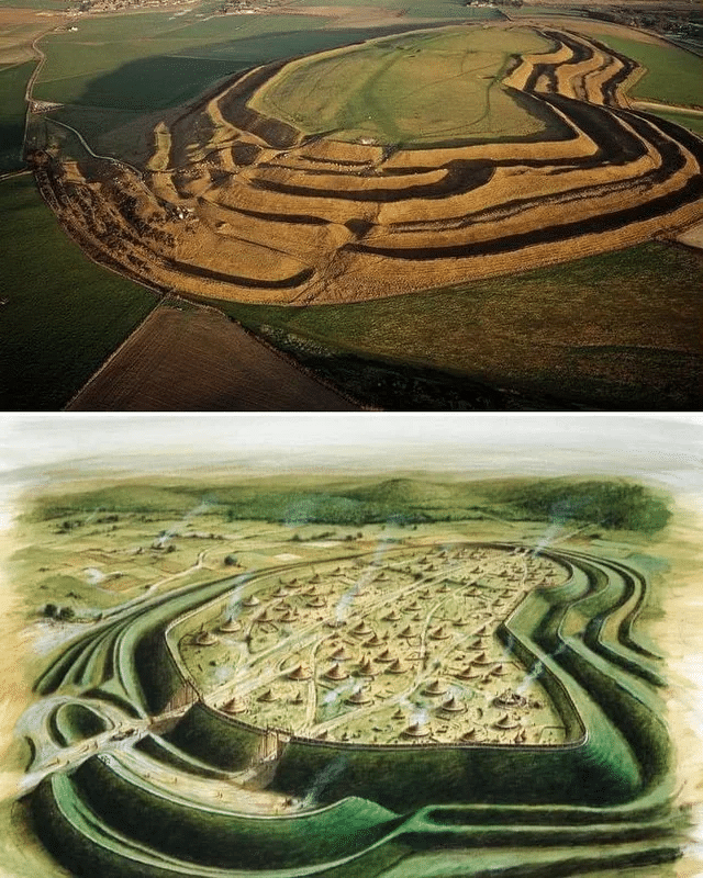 Maiden Castle es el fuerte de montaña más grande de Gran Bretaña y uno de los más grandes de Europa. Construido en el 600 a. C. y ampliado en gran medida en el 450 a. C., el fuerte se asienta sobre una gran colina de 914 m de largo.