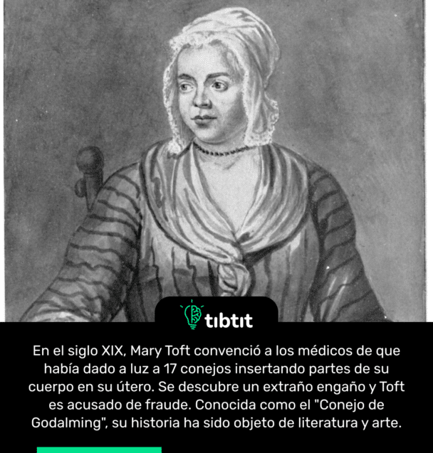 En el siglo XIX, Mary Toft convenció a los médicos de que había dado a luz a 17 conejos insertando partes de su cuerpo en su útero. Se descubre un extraño engaño y Toft es acusado de fraude. Conocida como el "Conejo de Godalming", su historia ha sido objeto de literatura y arte.