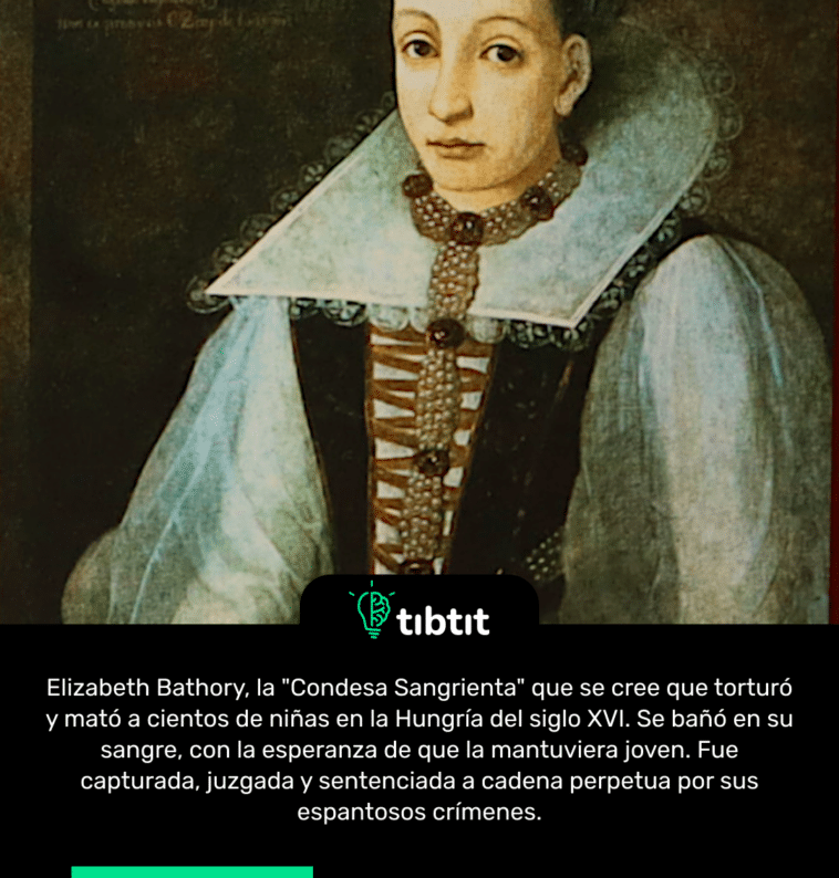 Elizabeth Bathory, la "Condesa Sangrienta" que se cree que torturó y mató a cientos de niñas en la Hungría del siglo XVI. Se bañó en su sangre, con la esperanza de que la mantuviera joven. Fue capturada, juzgada y sentenciada a cadena perpetua por sus espantosos crímenes.