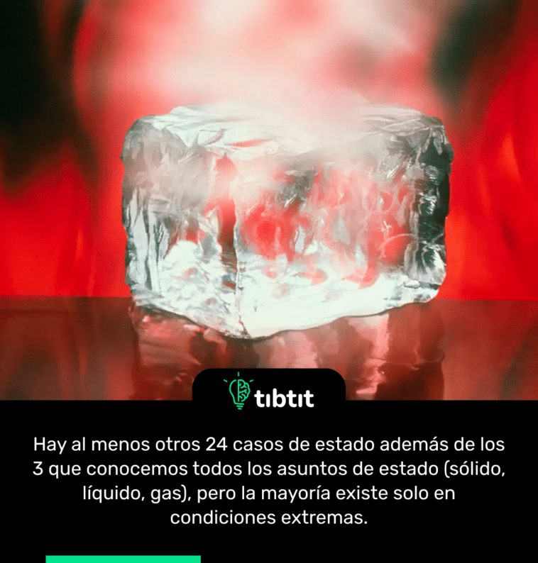 Hay al menos otros 24 casos de estado además de los 3 que conocemos todos los asuntos de estado (sólido, líquido, gas), pero la mayoría existe solo en condiciones extremas.