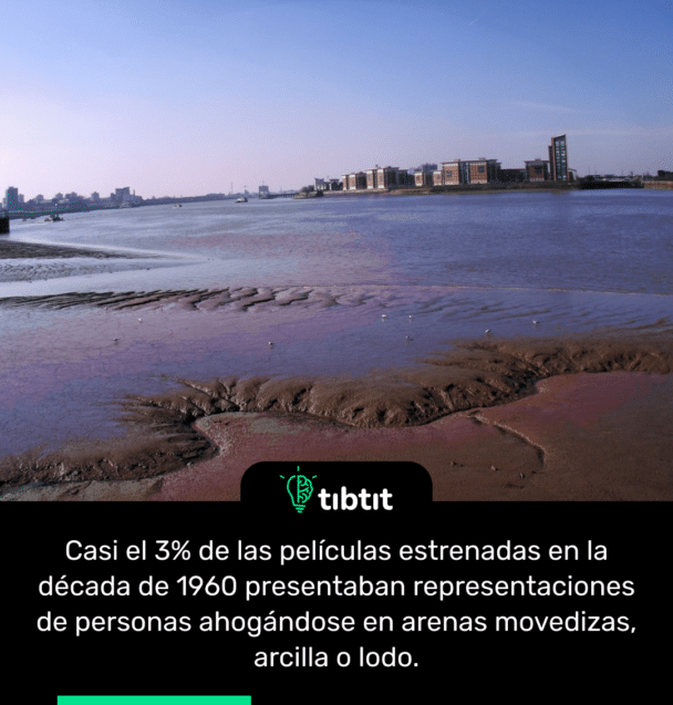 Casi el 3% de las películas estrenadas en la década de 1960 presentaban representaciones de personas ahogándose en arenas movedizas, arcilla o lodo.