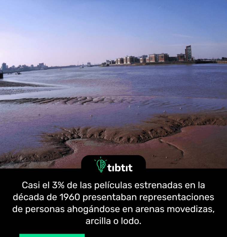 Casi el 3% de las películas estrenadas en la década de 1960 presentaban representaciones de personas ahogándose en arenas movedizas, arcilla o lodo.