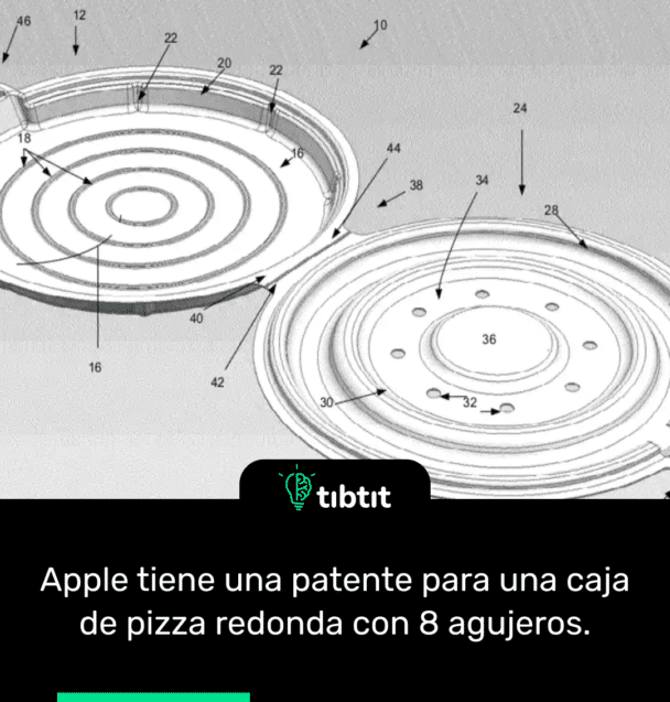 Apple tiene una patente para una caja de pizza redonda con 8 agujeros.