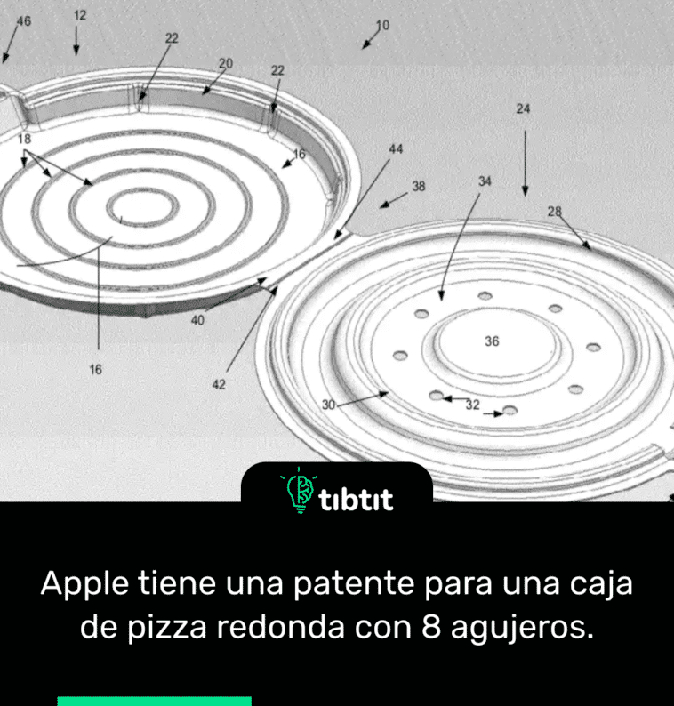 Apple tiene una patente para una caja de pizza redonda con 8 agujeros.