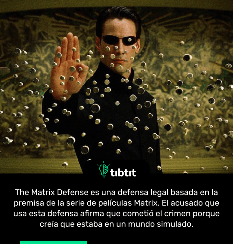 The Matrix Defense es una defensa legal basada en la premisa de la serie de películas Matrix. El acusado que usa esta defensa afirma que cometió el crimen porque creía que estaba en un mundo simulado.