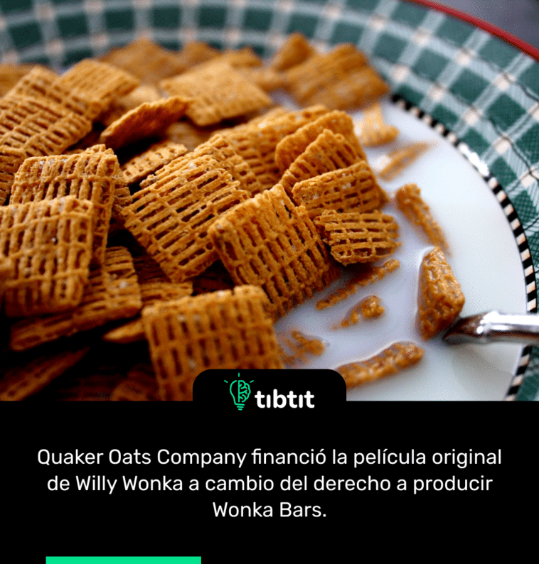 Quaker Oats Company financió la película original de Willy Wonka a cambio del derecho a producir Wonka Bars.