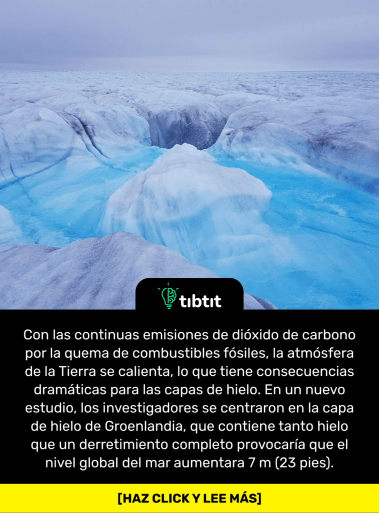 Con las continuas emisiones de dióxido de carbono por la quema de combustibles fósiles, la atmósfera de la Tierra se calienta, lo que tiene consecuencias dramáticas para las capas de hielo. En un nuevo estudio, los investigadores se centraron en la capa de hielo de Groenlandia, que contiene tanto hielo que un derretimiento completo provocaría que el nivel global del mar aumentara 7 m (23 pies).