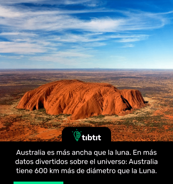 Australia es más ancha que la luna. En más datos divertidos sobre el universo: Australia tiene 600 km más de diámetro que la Luna.