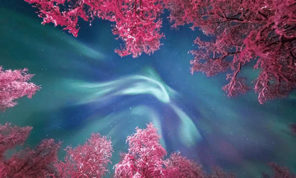En el momento adecuado, la fotógrafa Yulia Zhulikova tomó esta foto de pie justo debajo de una aurora boreal (Rusia)