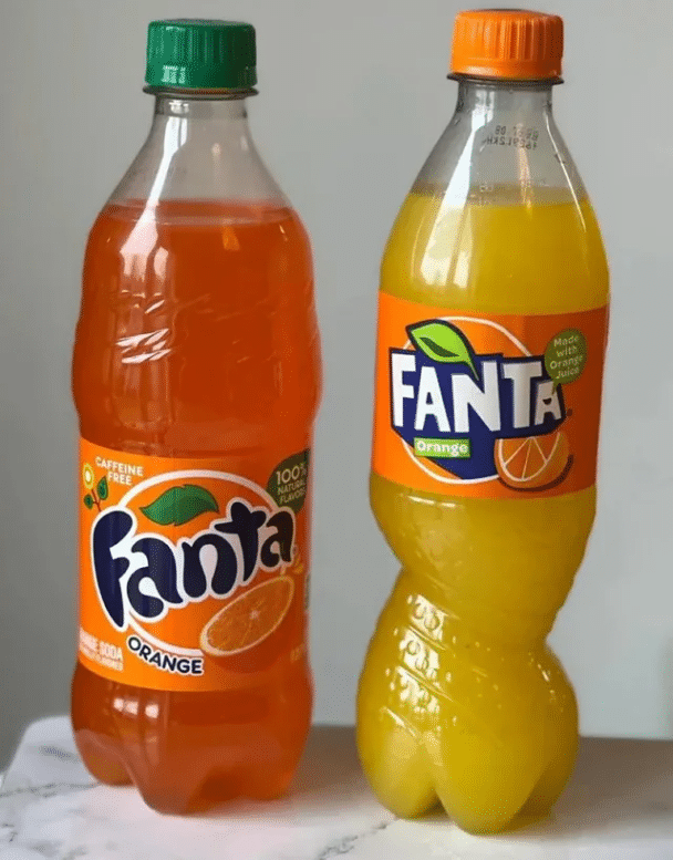 La diferencia de color entre American y European Fanta Orange.