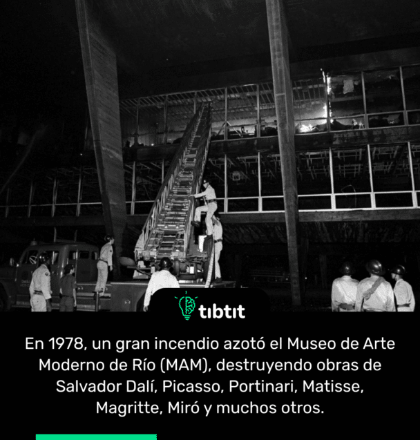En 1978, un gran incendio azotó el Museo de Arte Moderno de Río (MAM), destruyendo obras de Salvador Dalí, Picasso, Portinari, Matisse, Magritte, Miró y muchos otros.