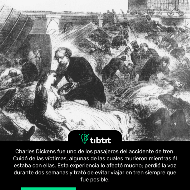Charles Dickens fue uno de los pasajeros del accidente de tren. Cuidó de las víctimas, algunas de las cuales murieron mientras él estaba con ellas. Esta experiencia lo afectó mucho; perdió la voz durante dos semanas y trató de evitar viajar en tren siempre que fue posible.