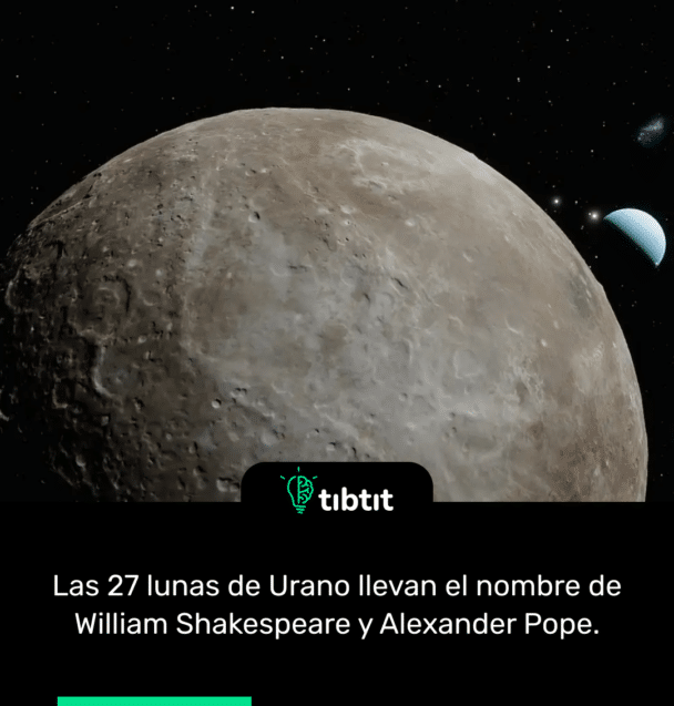 Las 27 lunas de Urano llevan el nombre de William Shakespeare y Alexander Pope.