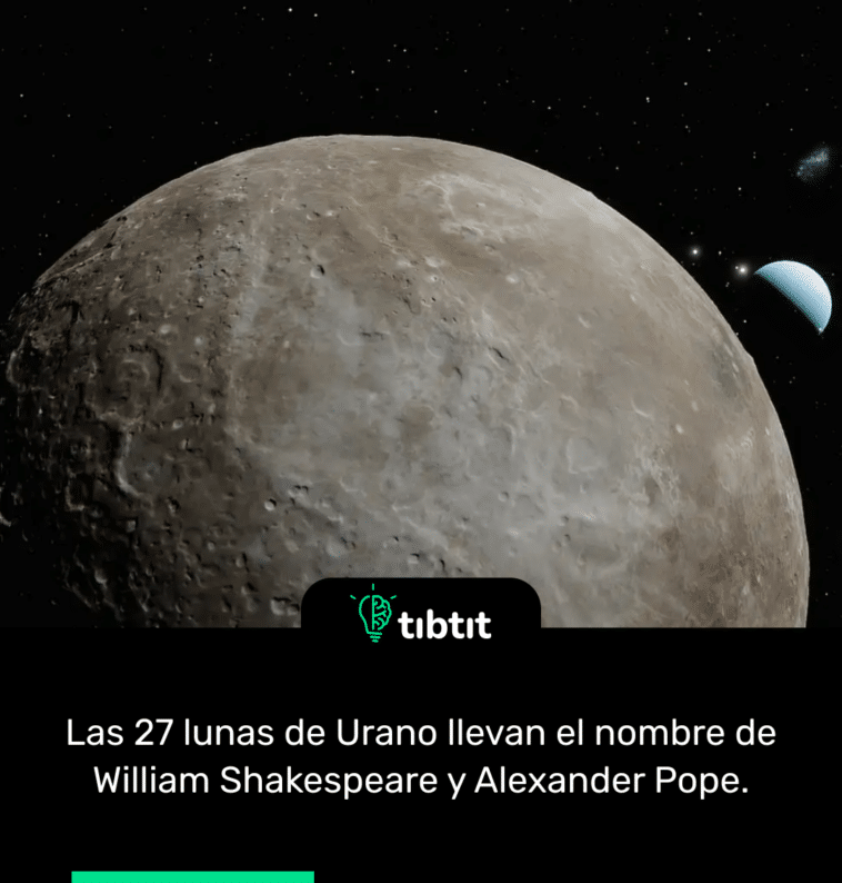 Las 27 lunas de Urano llevan el nombre de William Shakespeare y Alexander Pope.