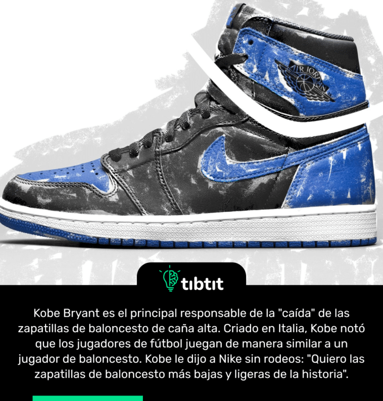 Kobe Bryant es el principal responsable de la "caída" de las zapatillas de baloncesto de caña alta. Criado en Italia, Kobe notó que los jugadores de fútbol juegan de manera similar a un jugador de baloncesto. Kobe le dijo a Nike sin rodeos: "Quiero las zapatillas de baloncesto más bajas y ligeras de la historia".