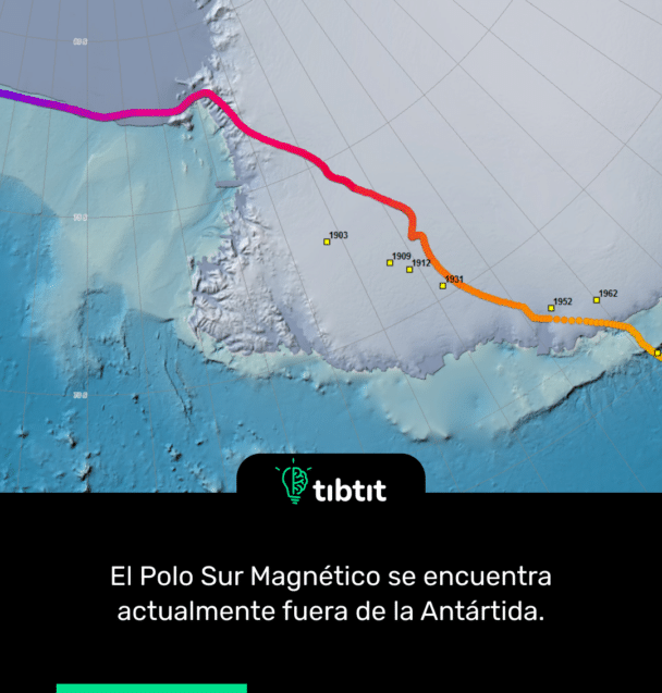El Polo Sur Magnético se encuentra actualmente fuera de la Antártida.